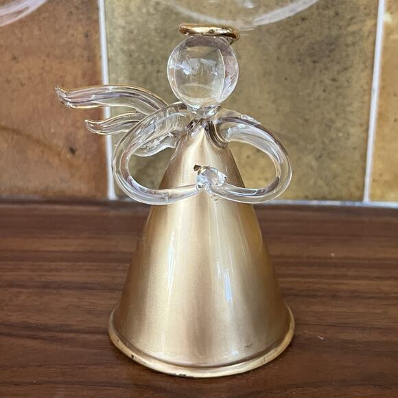 Vintage Avon Gilded Spun Glass Angel Ornament - Picture 1 of 6